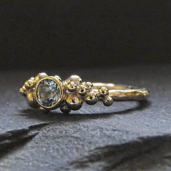 Seed Cluster ring, 5mm Aquamarine, 9ct gold - Image 4