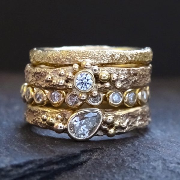 Bark Seed Cluster ring, Diamond, 2.5mm, 9ct gold - Image 4